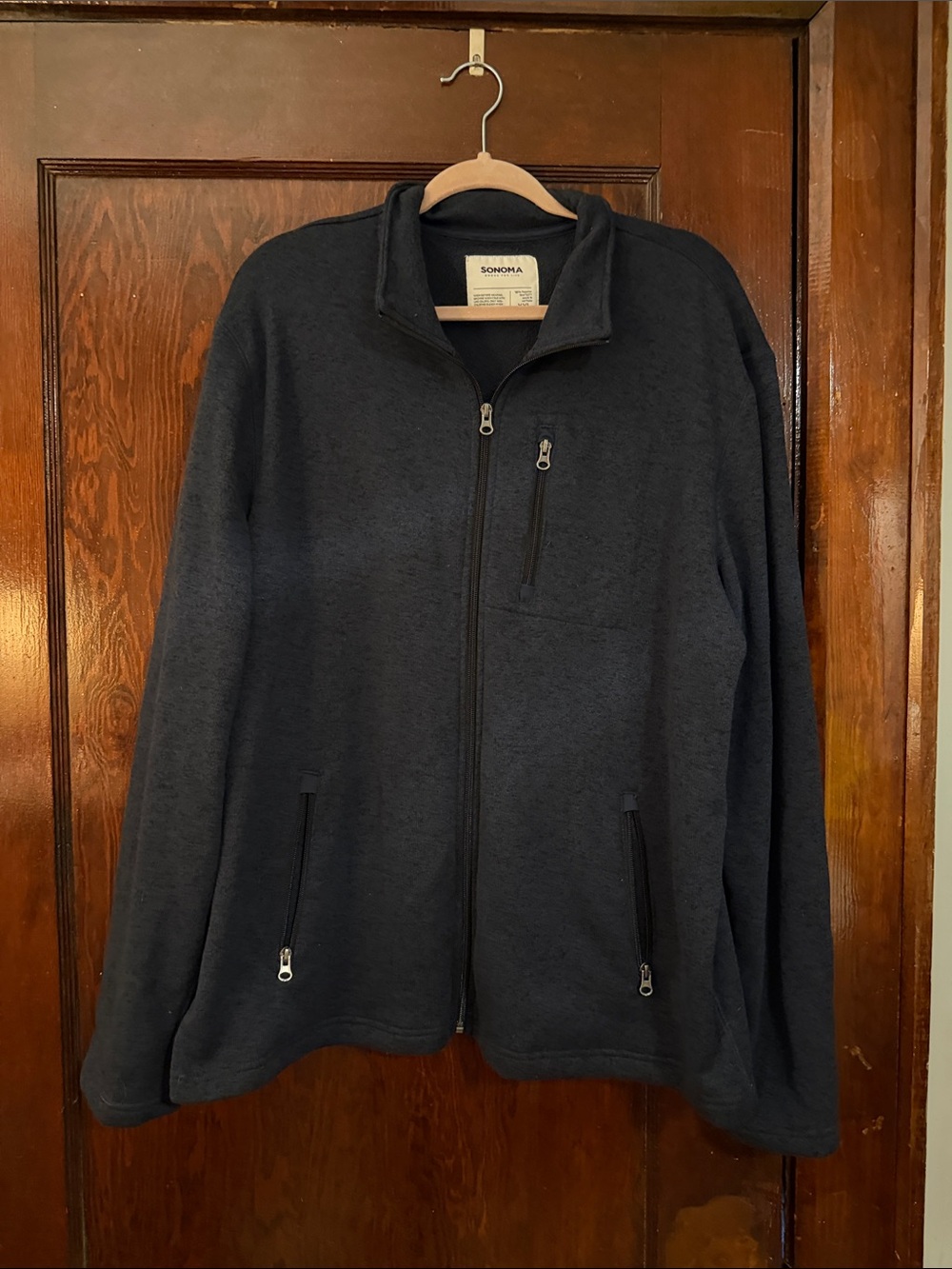 Sonoma Men's Full-Zip Fleece Jacket in Charcoal